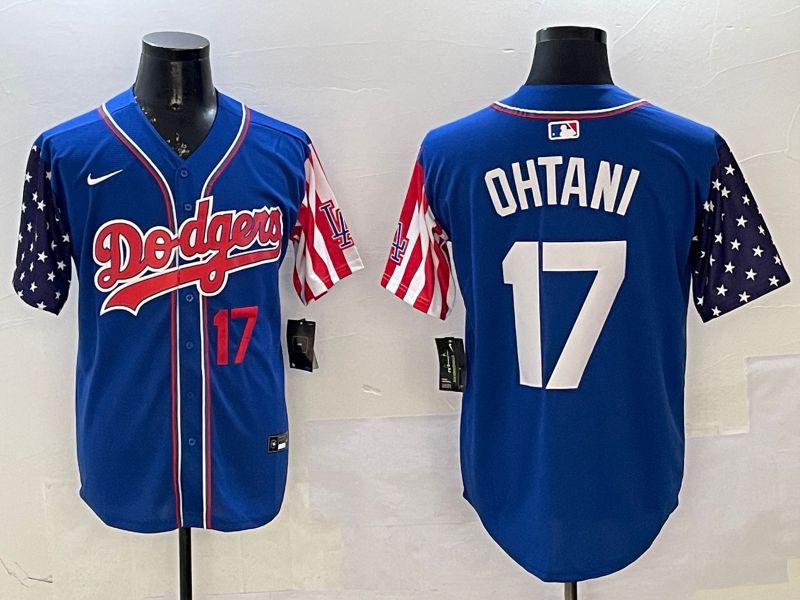 Men Los Angeles Dodgers #17 Ohtani Blue a generation of national flags Joint name 2025 Nike MLB Jersey style 8->los angeles dodgers->MLB Jersey
